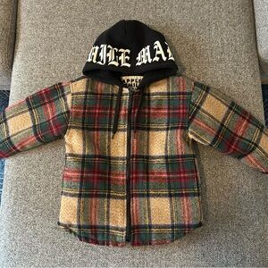 Apple Smile Flannel Hooded Jacket